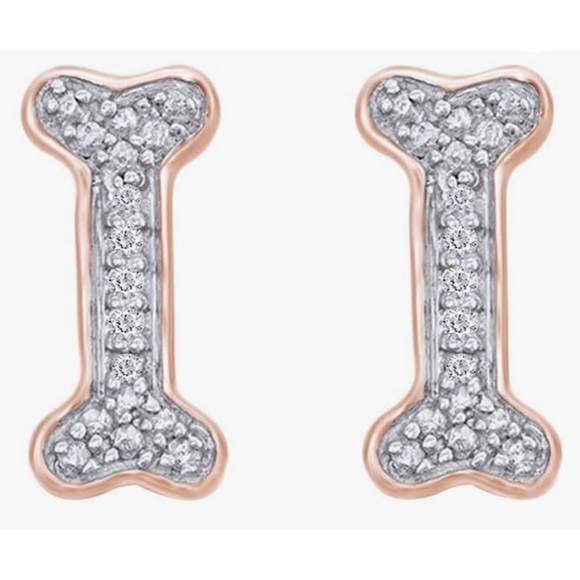 Natural Diamond Dog Bone Earrings - Picture 8 of 10